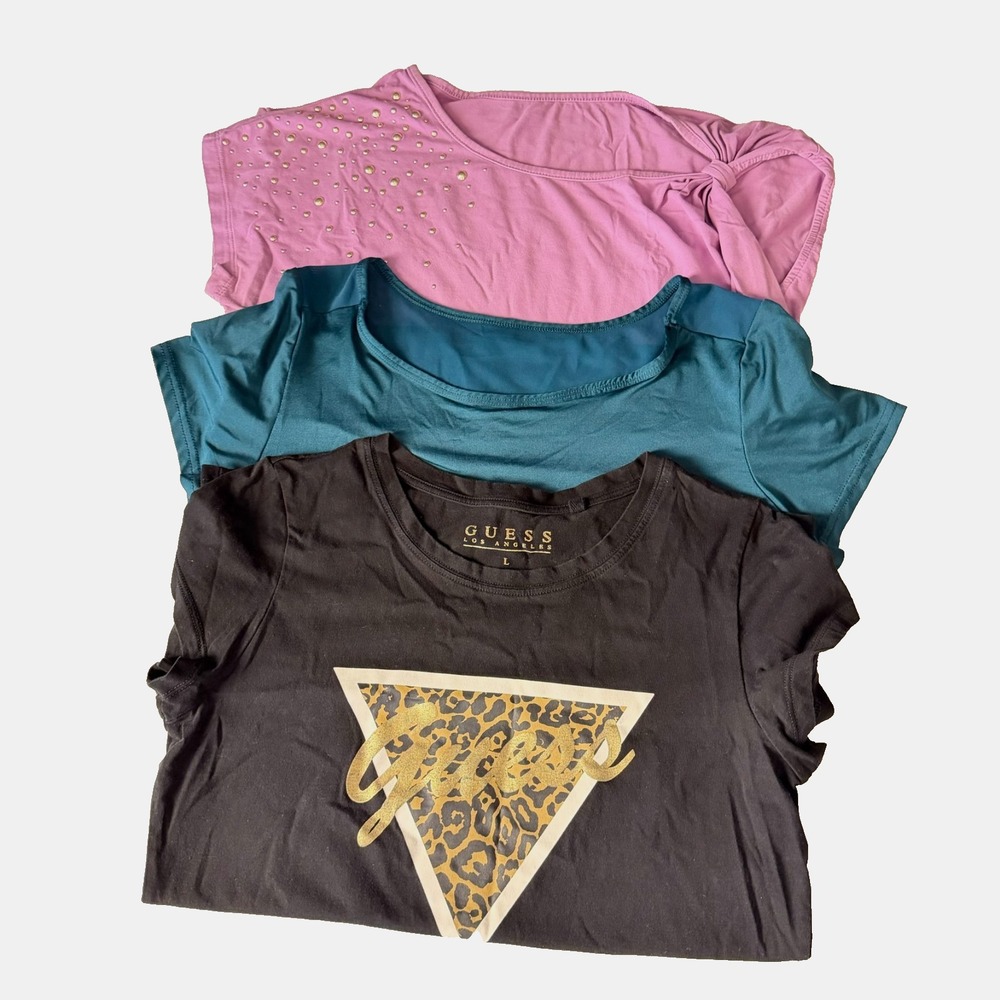 Bundle of 3 Multicolor T Shirt Short Sleeve Crew Neck Size L